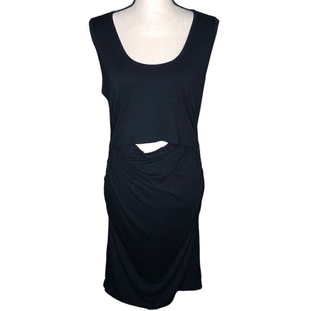 Ripe Black Jersey Layered Maternity Nursing Dress‎